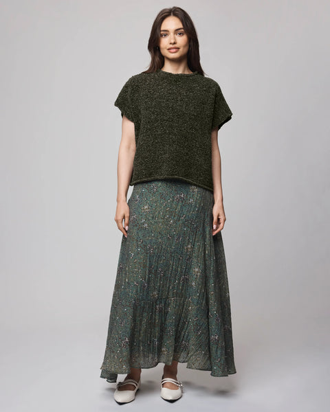 Splendid Andrea Mock Neck Chenille Sweater in Green Spruce