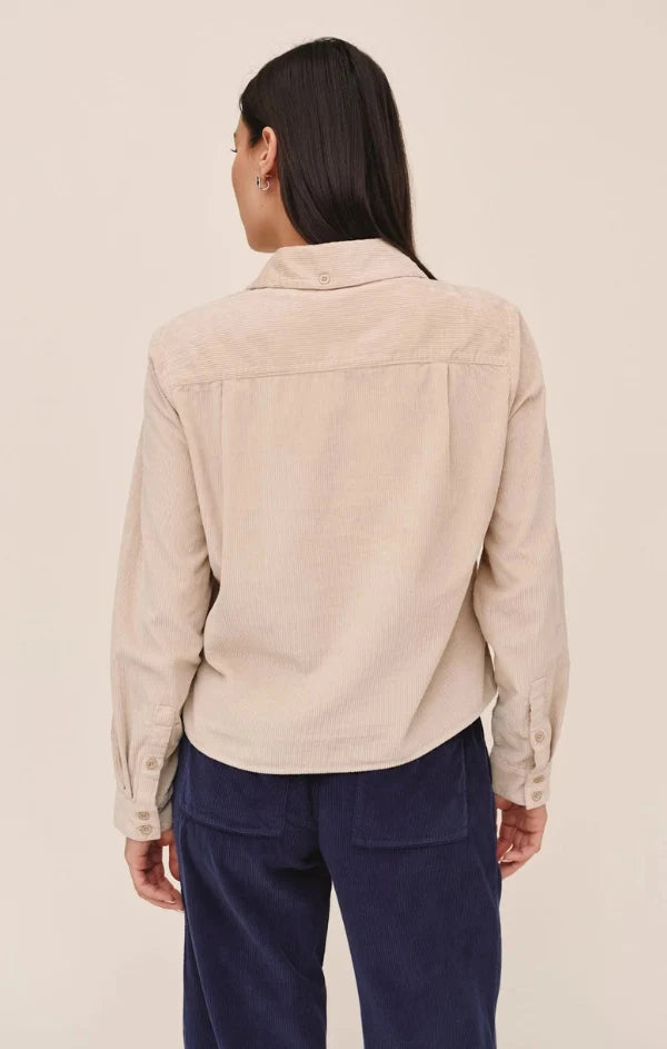 Bella Dahl Patch Pocket Corduroy Work Shirt in Oat