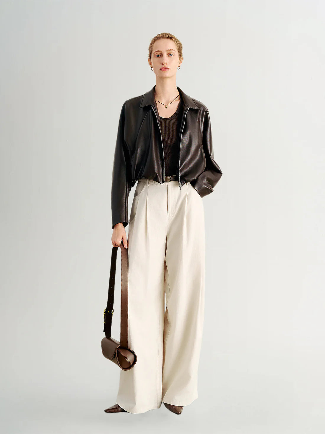 Meilleur Moment Faux Leather Jacket in Dark Maroon