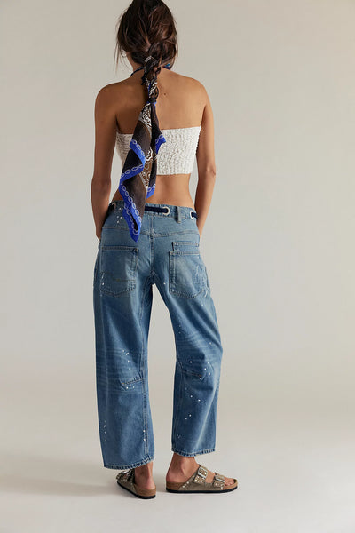 Free People Moxie Low Slung Barrel in Timeless Blue