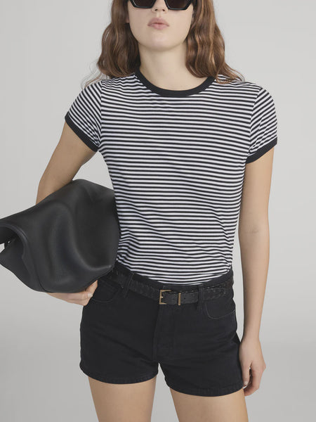 FRAME The Ringer Baby Tee in Black Multi