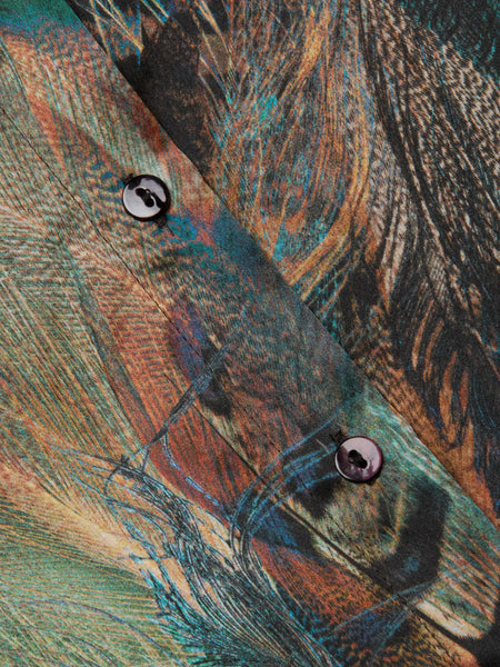 L'AGENCE Tyler L/S Blouse in Teal Multi Mix Feather