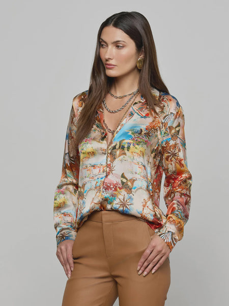 L'AGENCE Tyler L/S Blouse in Multi Collage