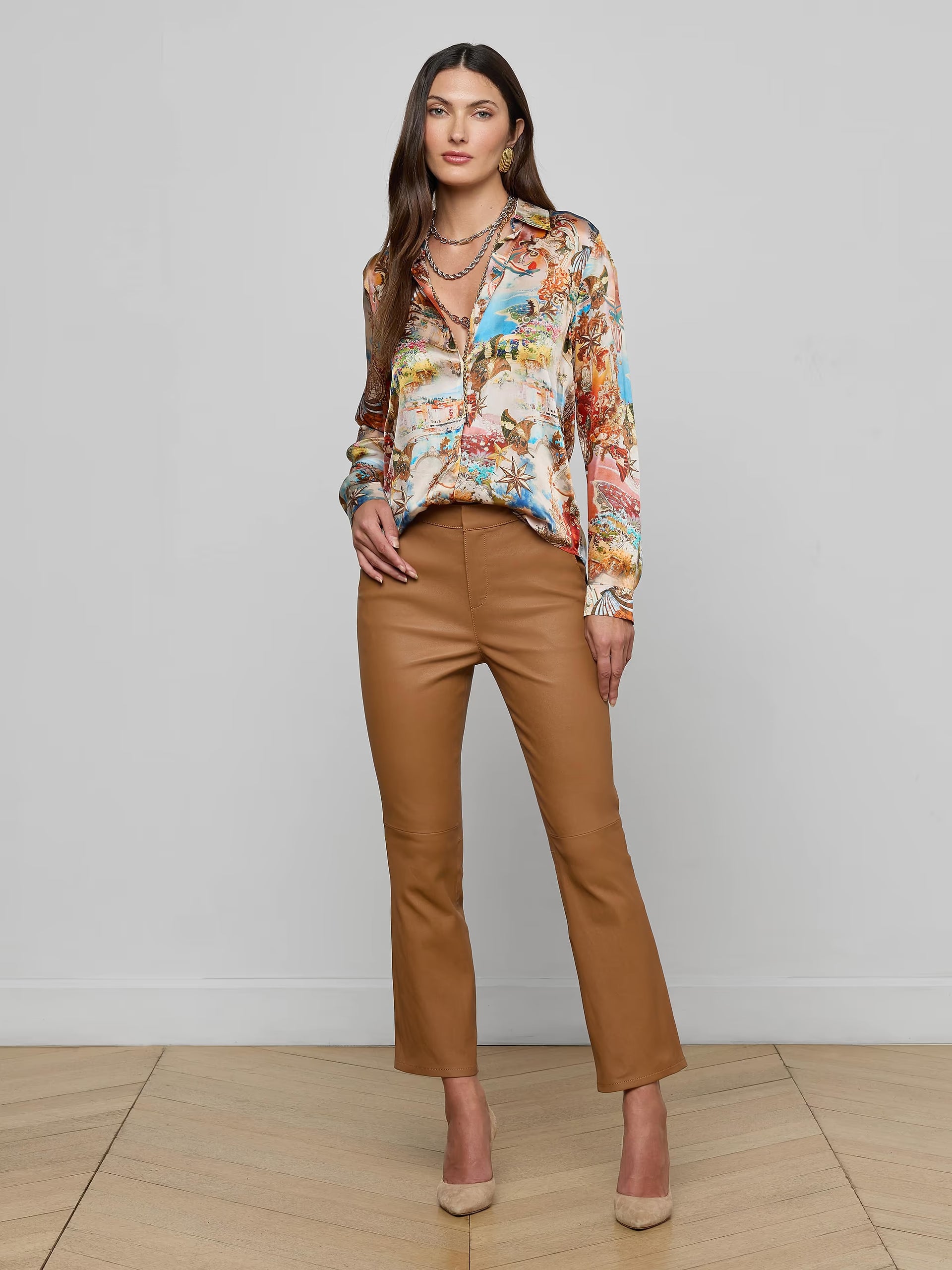 L'AGENCE Tyler L/S Blouse in Multi Collage