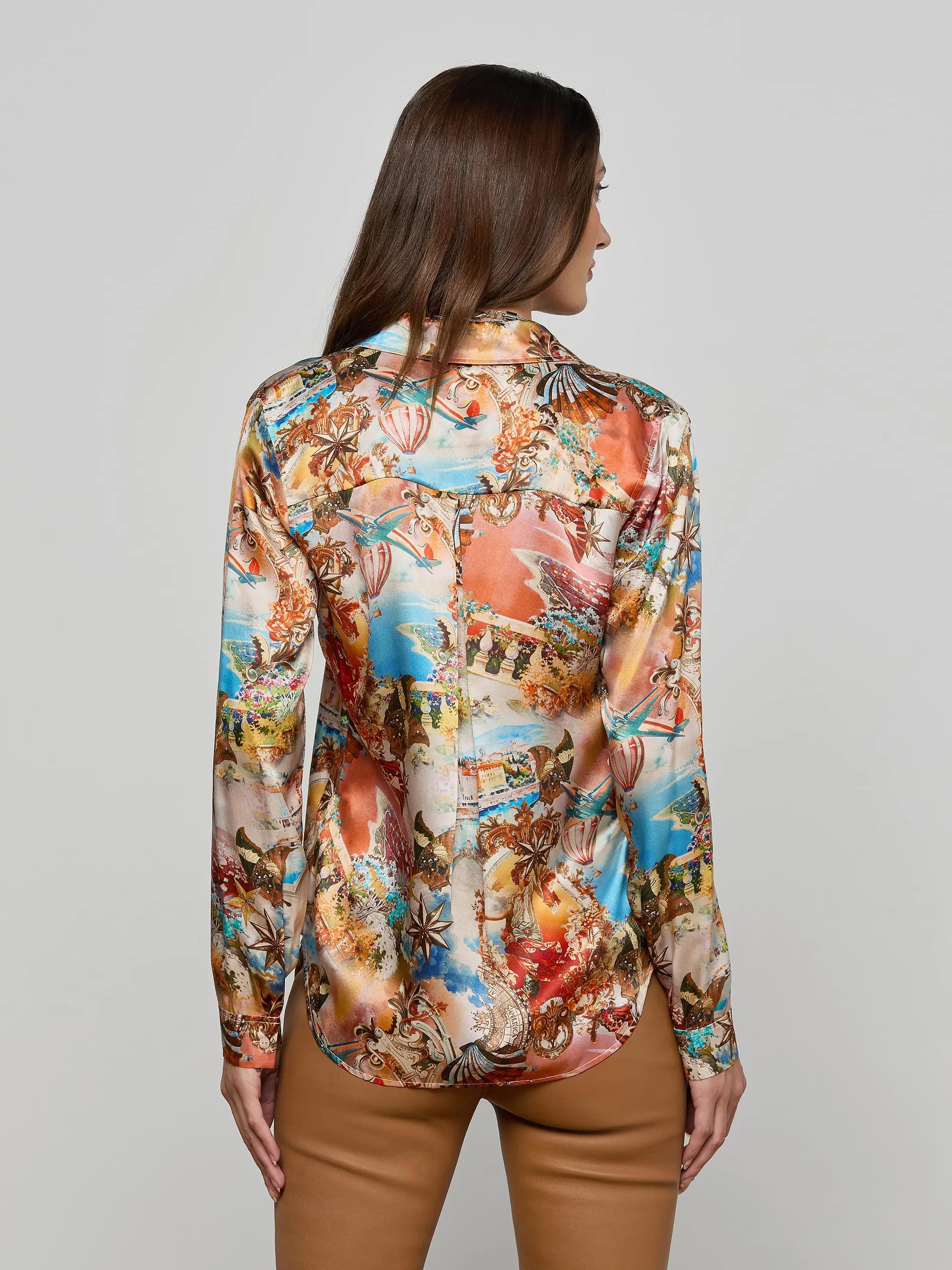 L'AGENCE Tyler L/S Blouse in Multi Collage