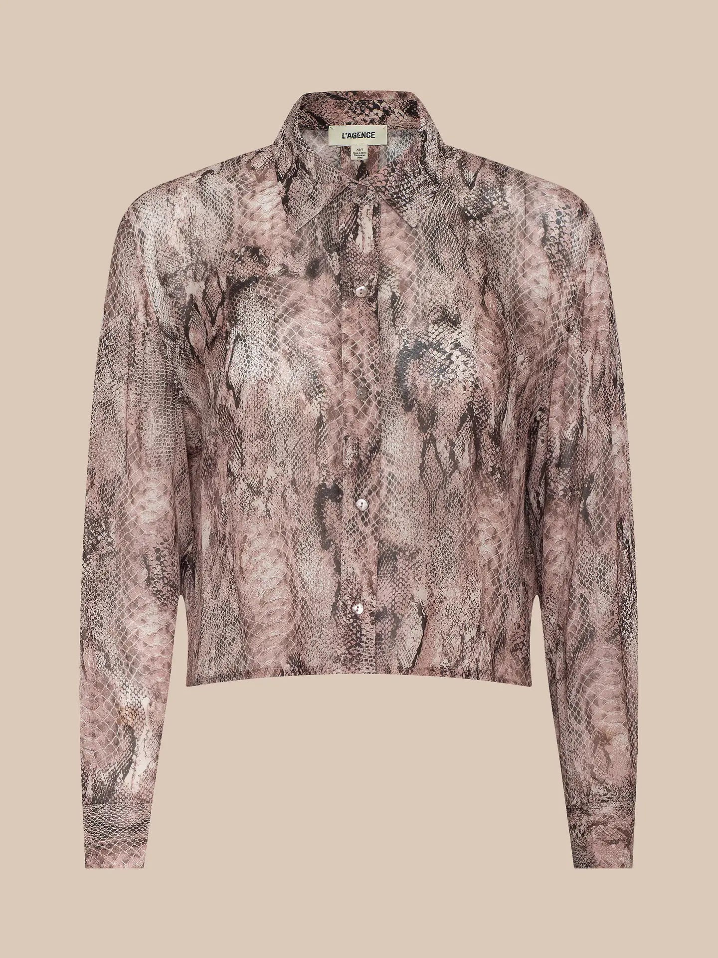 L'AGENCE Cosette Crop Hi Low Shirt in Western Snake Print