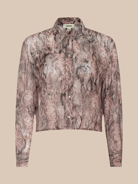 L'AGENCE Cosette Crop Hi Low Shirt in Western Snake Print