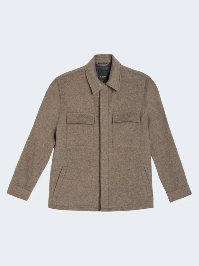 SAND Aiden Pocket Cashmere Overshirt in Light Camel