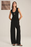 Velvet Lola Woven Linen Pull On Pant in Mudslide