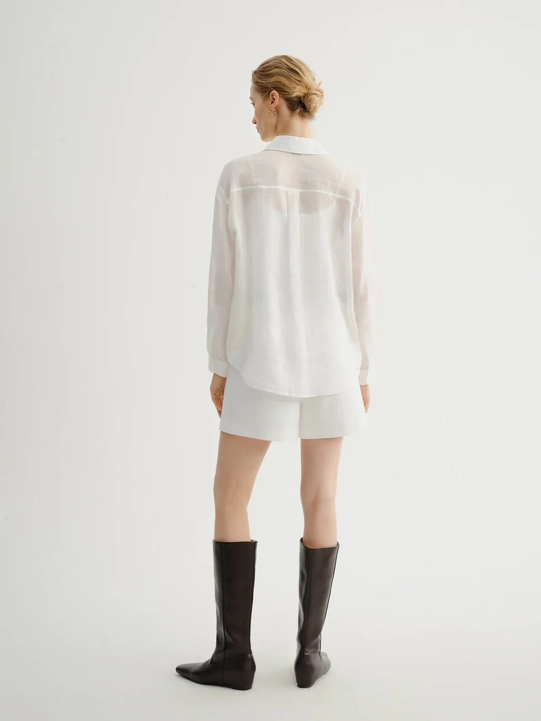 Meilleur Moment Ramie Button Front Shirt in White