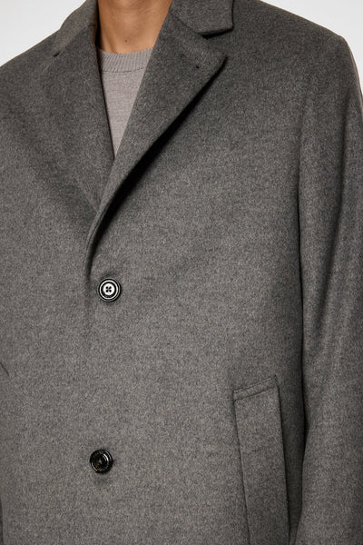 J.Lindeberg August Melton Cashmere Coat in Dark Grey Melange