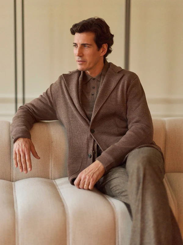 SAND Milano Knit Cardigan in Chocolate Brown