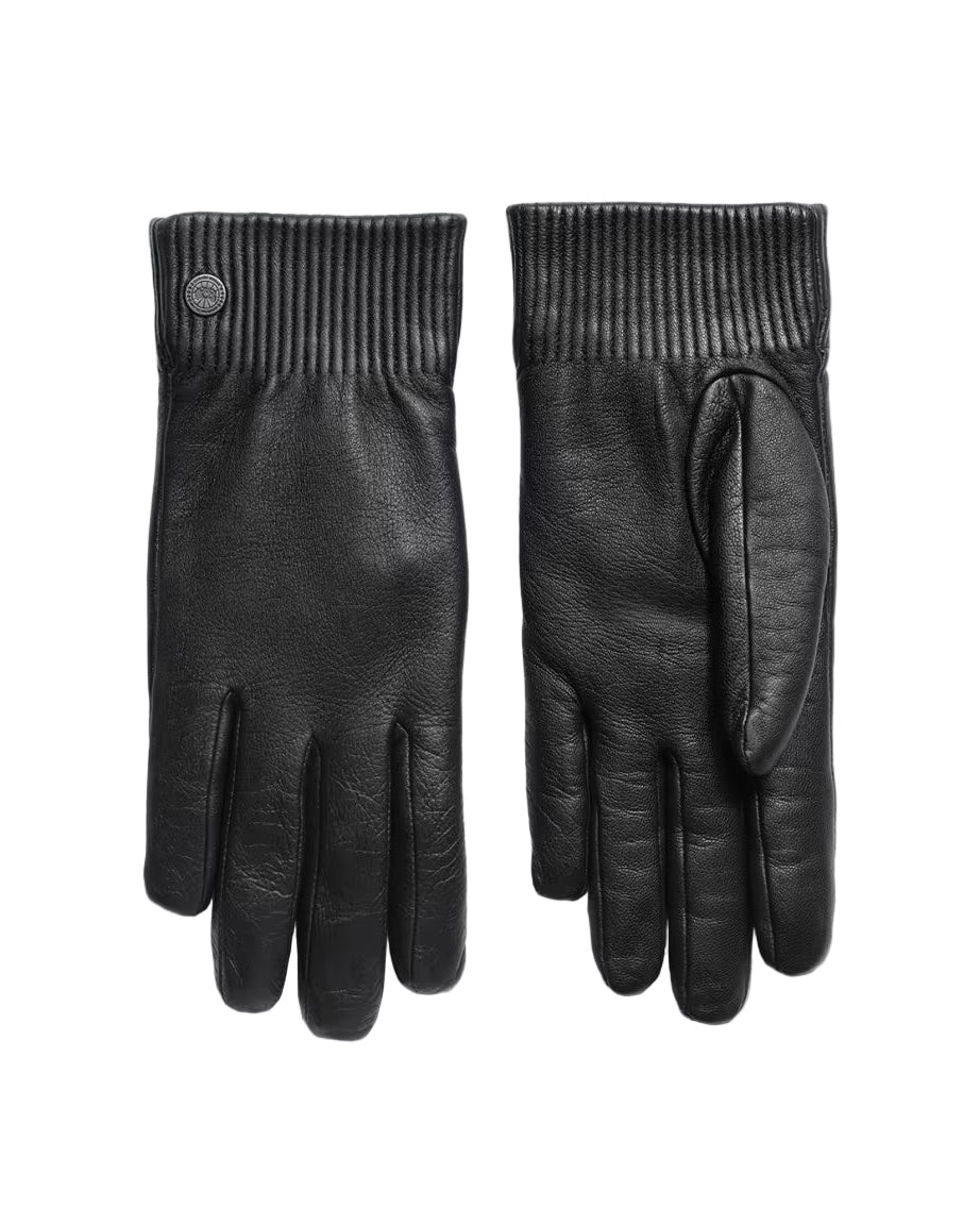 Canada Goose Women's Leather Glove Ribbed Luxe - Black