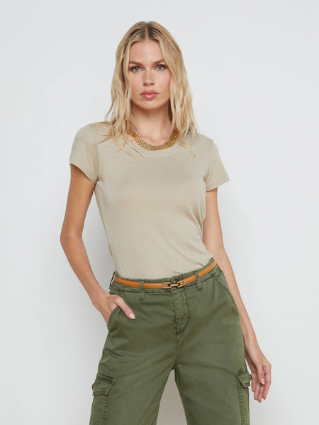 L'AGENCE Cory short sleeve crew neck tee in biscuit