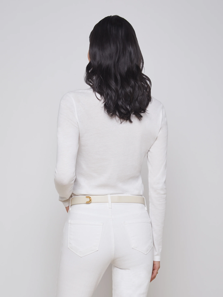 L'AGENCE Tess Long Sleeve Crewneck in White