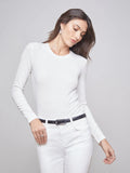 L'AGENCE Tess Long Sleeve Crewneck in White