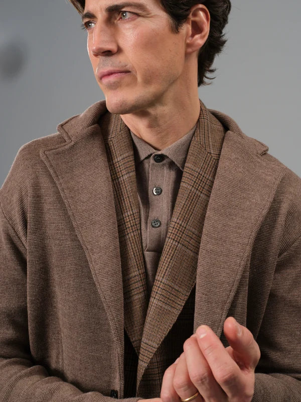 SAND Milano Knit Cardigan in Chocolate Brown