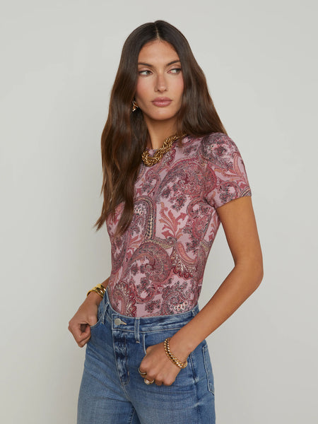 L'AGENCE Ressi Crew S/S Tee Mauve French Paisley