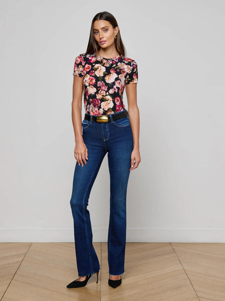 L'AGENCE Ressi Crew S/S Tee in multi cluster floral