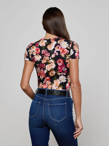 L'AGENCE Ressi Crew S/S Tee in multi cluster floral