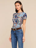 L'AGENCE Ressi S/S Crew Tee in Midnight Besarabian Pailsey