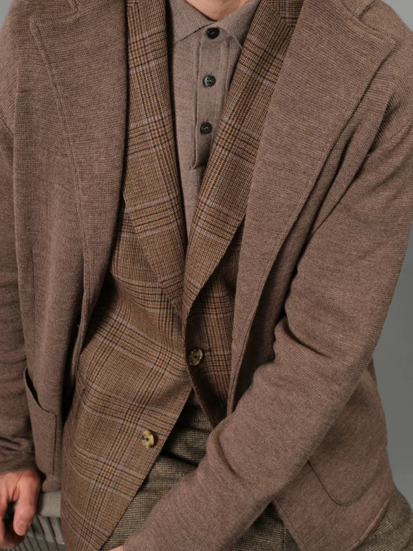 SAND Milano Knit Cardigan in Chocolate Brown