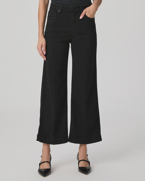 Paige Anessa wide leg crop stretch jean in black shadow