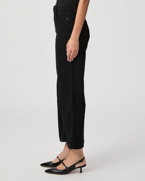 Paige Anessa wide leg crop stretch jean in black shadow