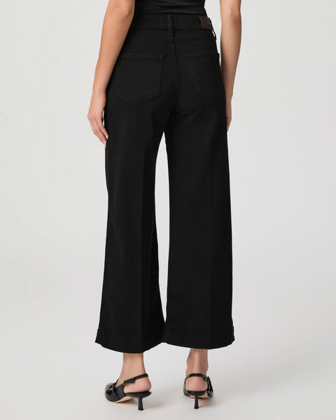 Paige Anessa wide leg crop stretch jean in black shadow