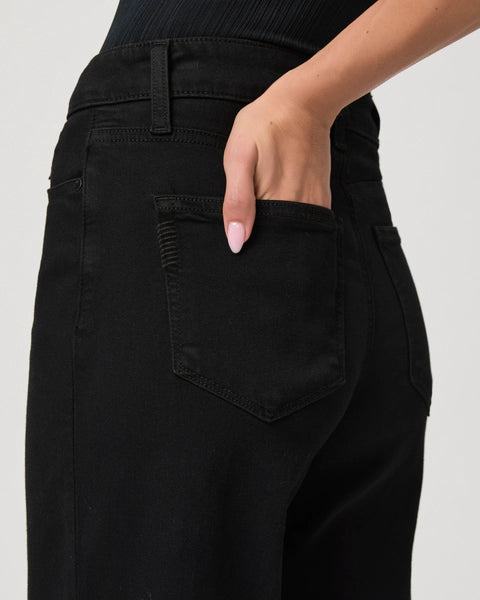 Paige Anessa wide leg crop stretch jean in black shadow