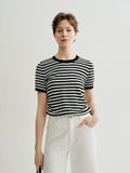 Meilleur Moment T-Shirt in Black/White Stripe