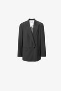 Meilleur Moment Wool Blend Straight Blazer in Dark Grey
