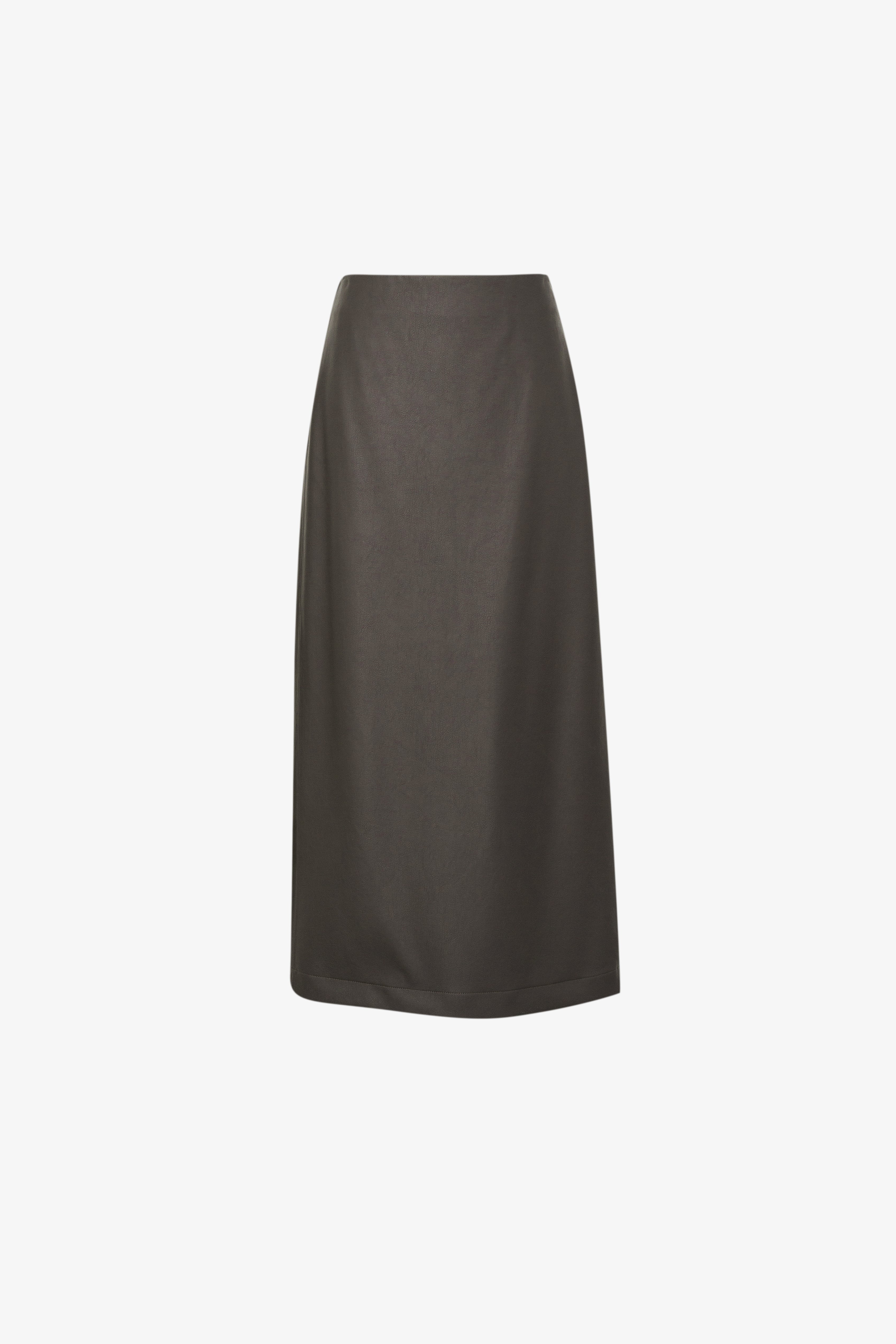 Meilleur Moment Faux Leather Skirt in Dark Brown
