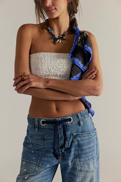 Free People Moxie Low Slung Barrel in Timeless Blue