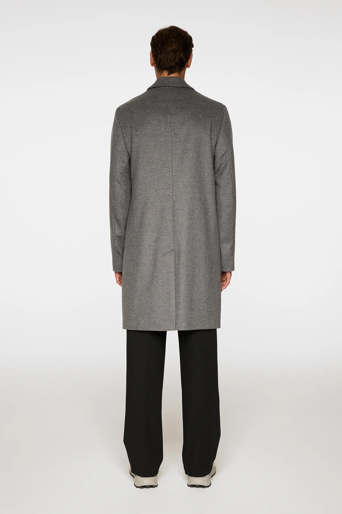 J.Lindeberg August Melton Cashmere Coat in Dark Grey Melange