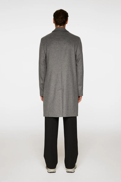 J.Lindeberg August Melton Cashmere Coat in Dark Grey Melange