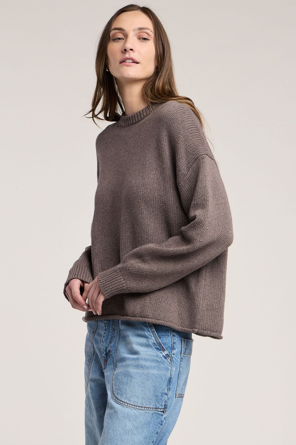 Velvet Meli Cotton Cashmere Air Sweater in Cocoa