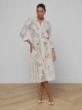 L'AGENCE Ralphie Lace Midi Dress in Champagne