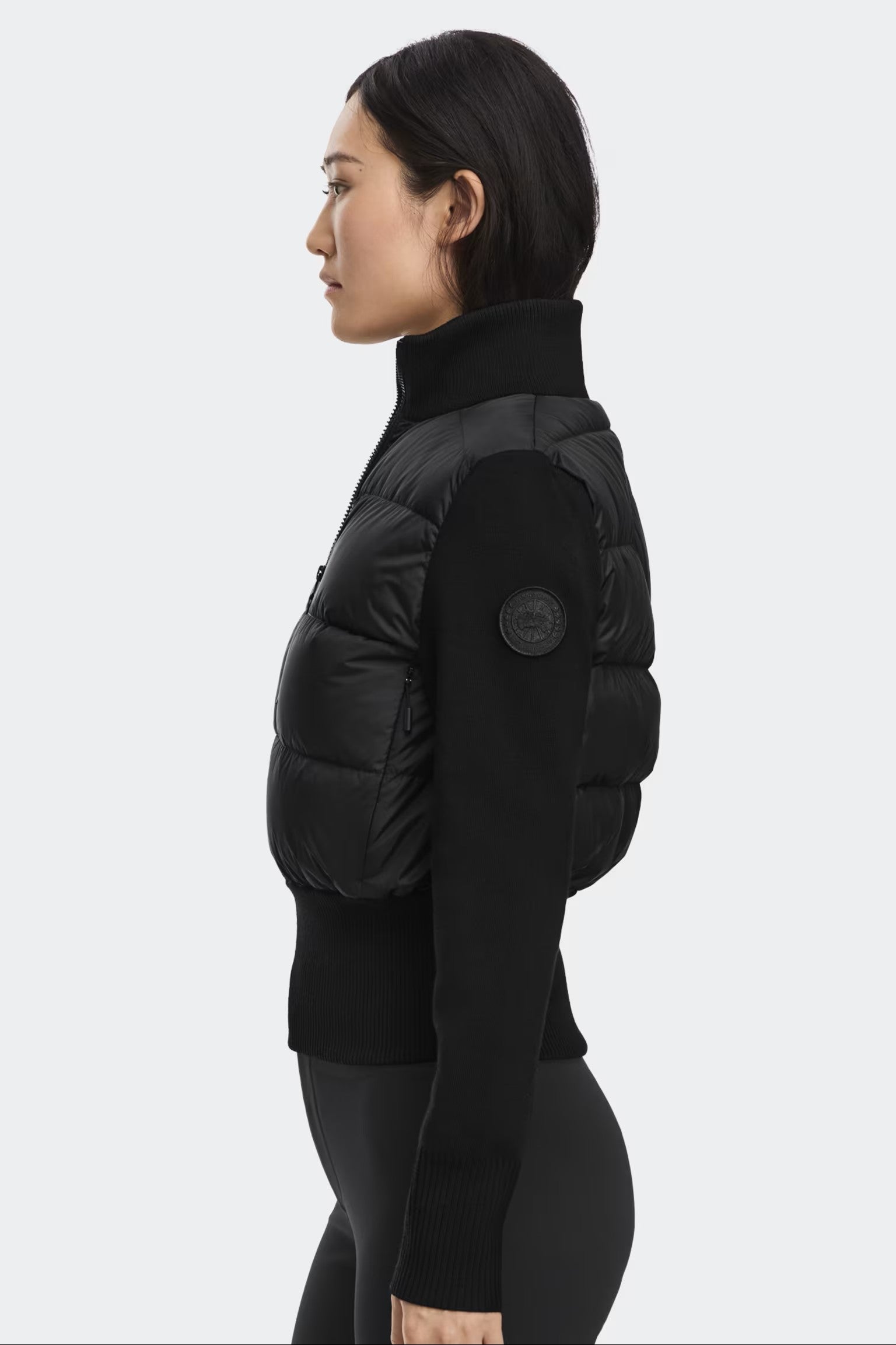 Canada Goose Women's HyBridge Wide Quilt Knit Jacket Tonal Disc - Black