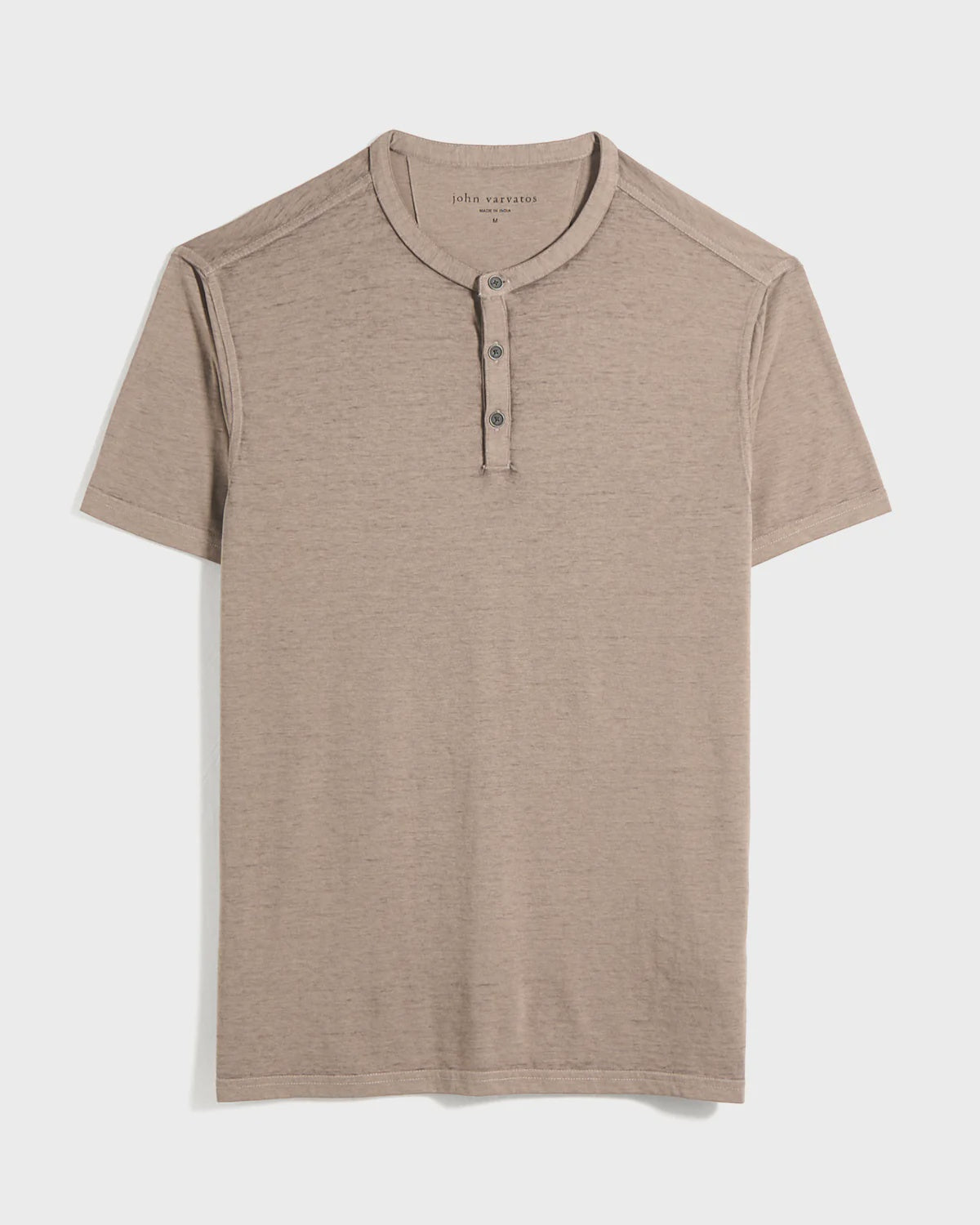 John Varvatos DUKE S/S Henley Burnout Tee - Haze Grey