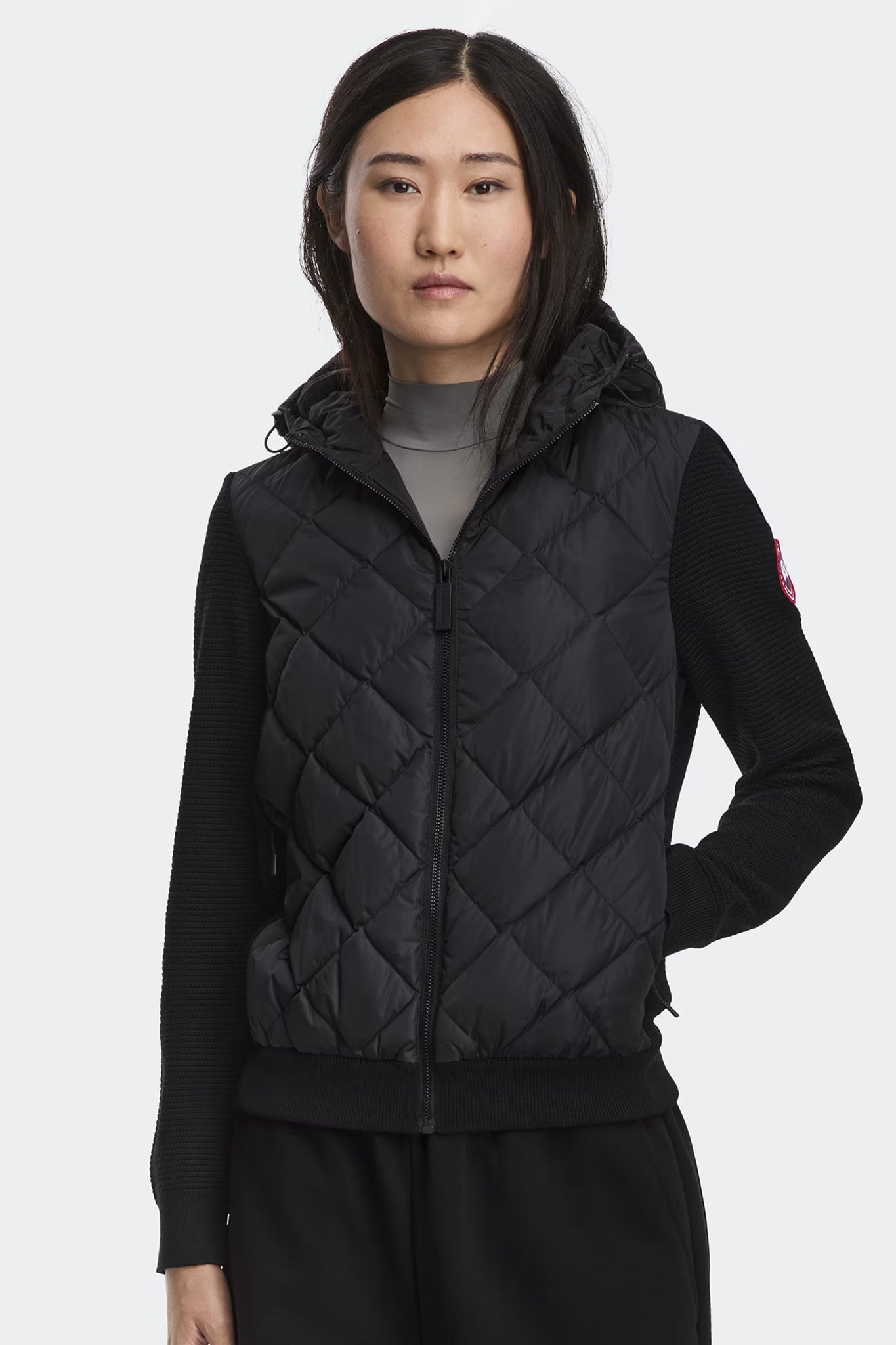 Canada Goose Women's HyBridge Knit Quilted Hoody - Black
