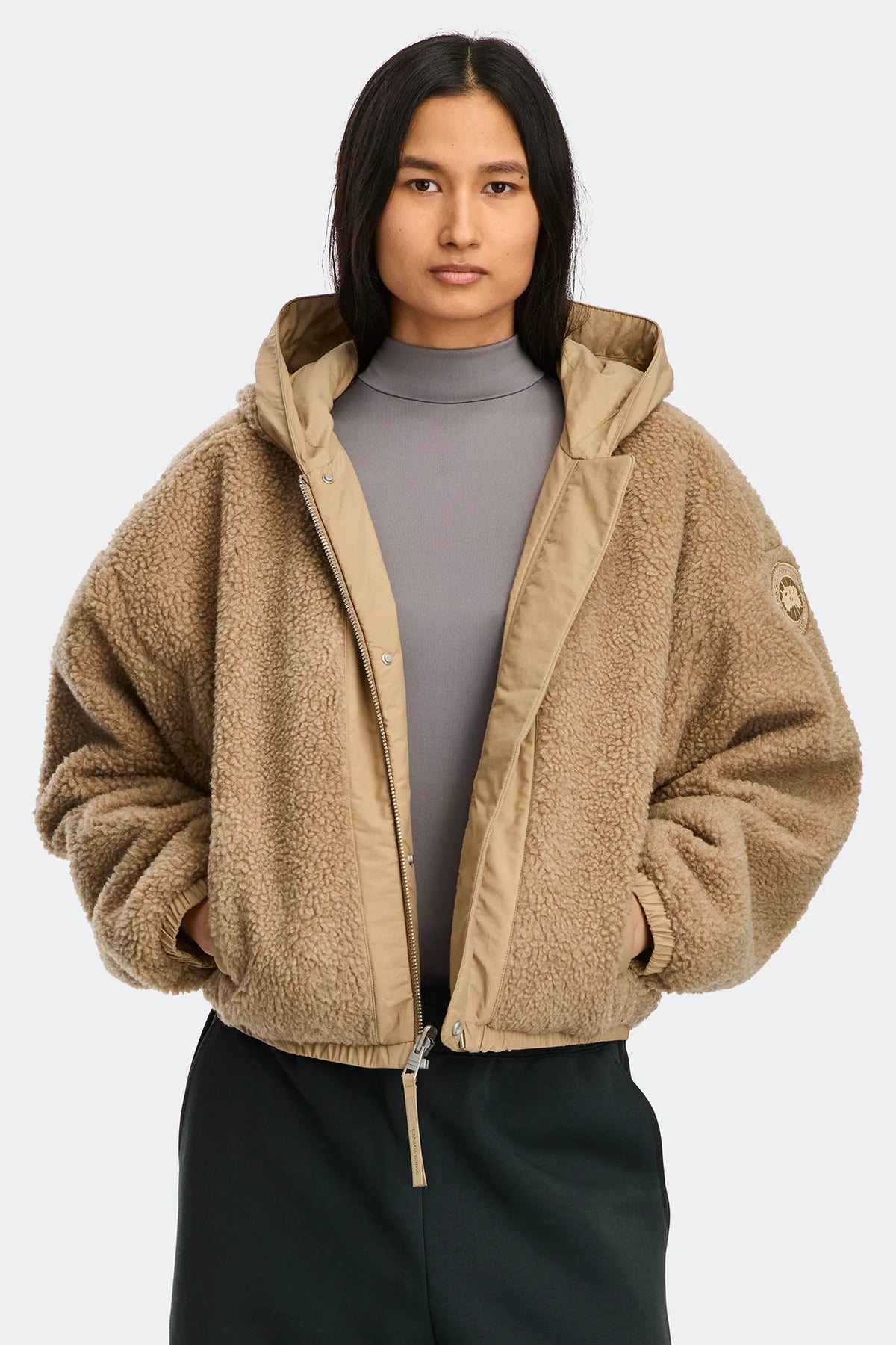 Canada Goose Women's Alberni Reversible Fleece Bomber - Stratus Grey/Anchor Grey