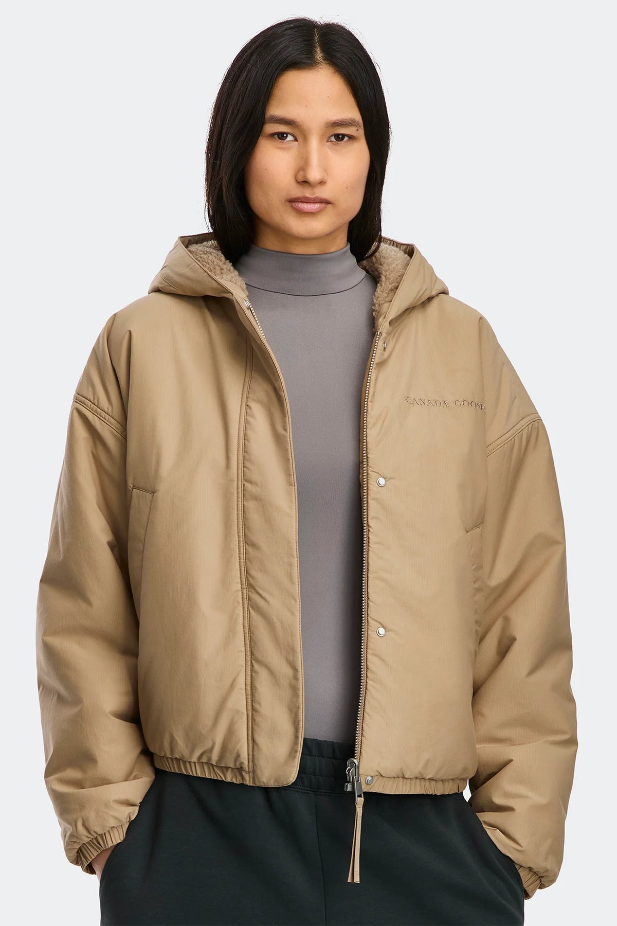 Canada Goose Women's Alberni Reversible Fleece Bomber - Stratus Grey/Anchor Grey