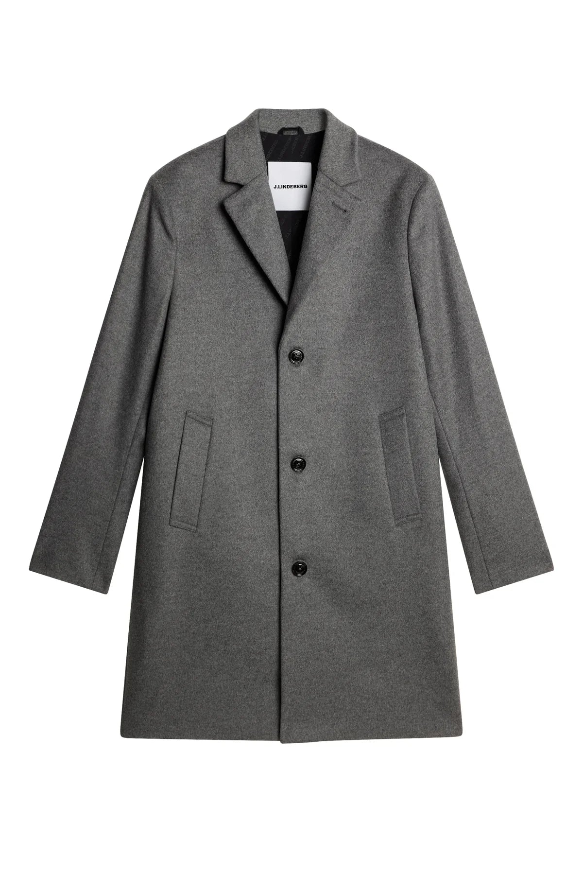 J.Lindeberg August Melton Cashmere Coat in Dark Grey Melange