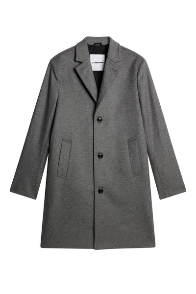 J.Lindeberg August Melton Cashmere Coat in Dark Grey Melange