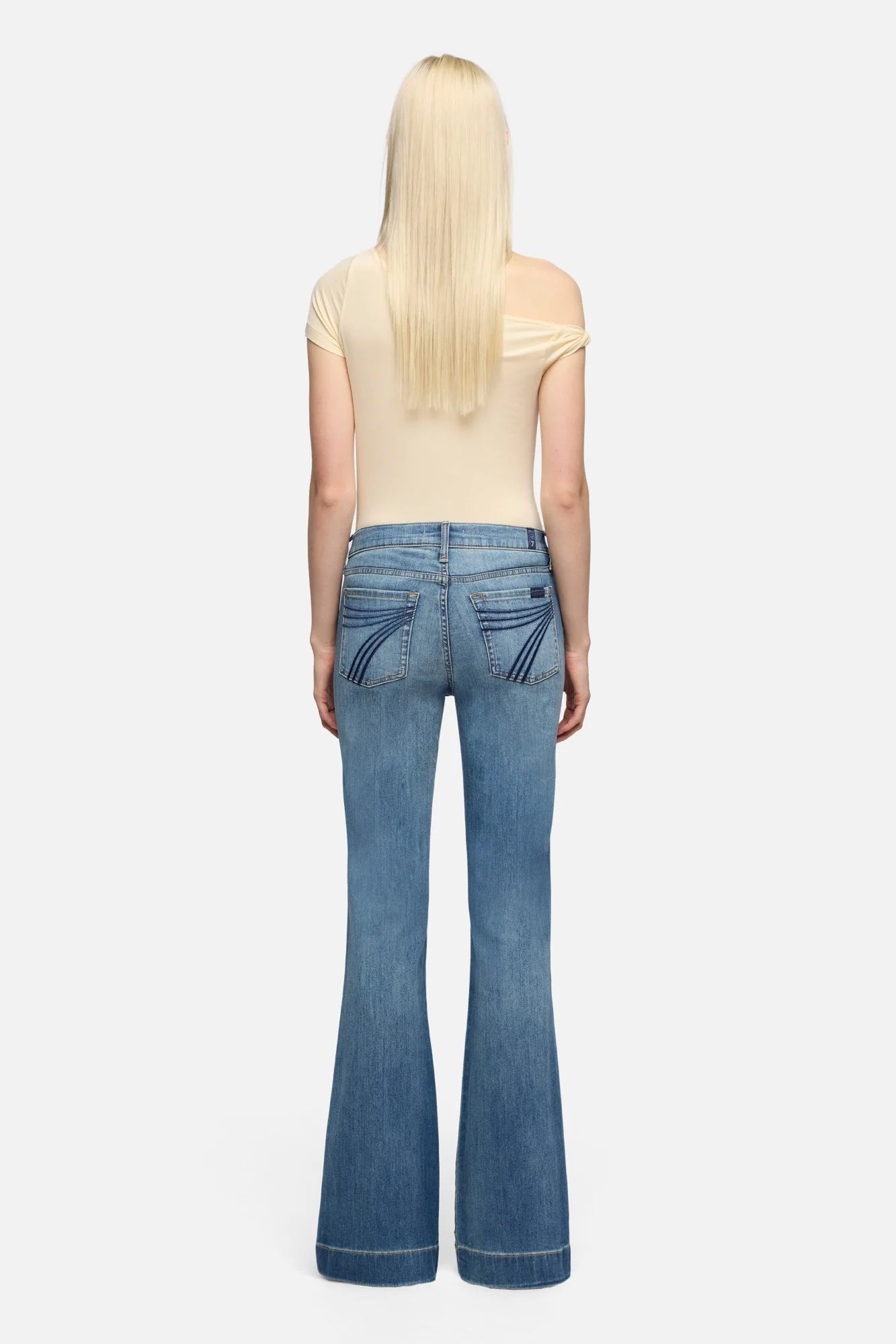 7 For All Mankind Dojo Wide Leg Trouser in Distressed Authentic Light