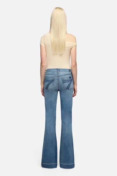 7 For All Mankind Dojo Wide Leg Trouser in Distressed Authentic Light