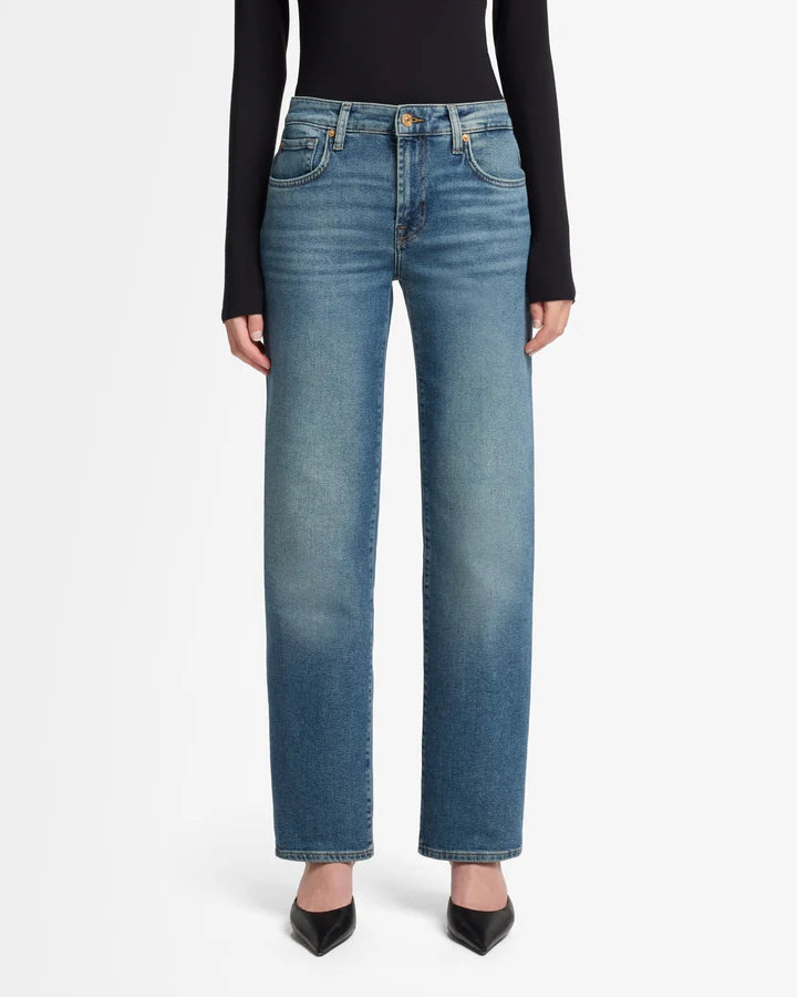 7 For All Mankind Callie Mid Rise Straight in Sea Level