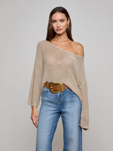 L’AGENCE Ethan Open Knit Pullover in Taupe