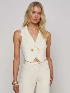 L’AGENCE Zadie Knit Vest in Ivory/Gold